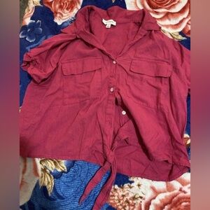 Pink button up shirt